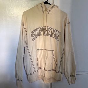 Authentic Supreme Big Stitch Hoodie Natural M